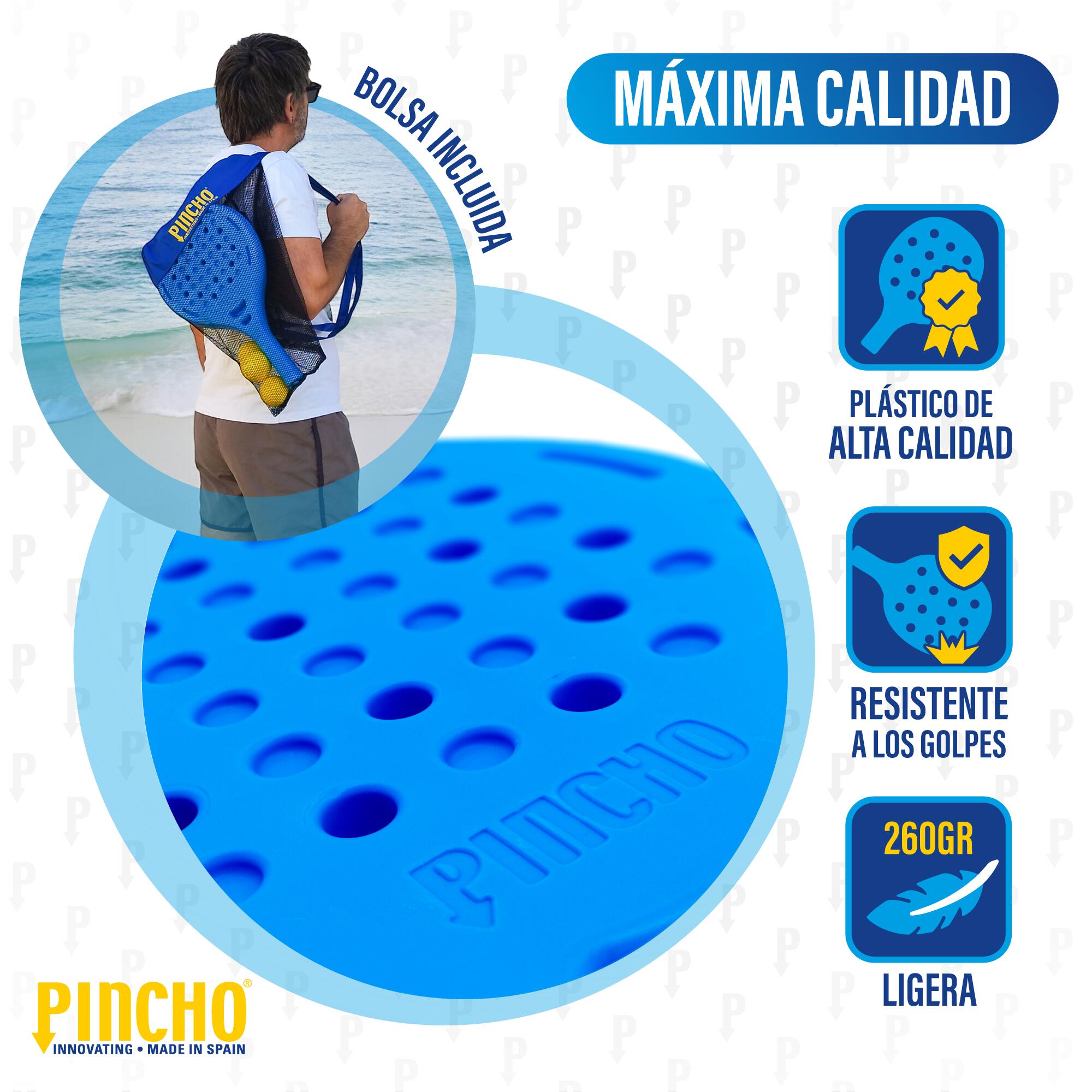 Palas de Pádel Playa, 2 Palas + 3 Pelotas EVA, Impermeables (azul+mochila) 2/5