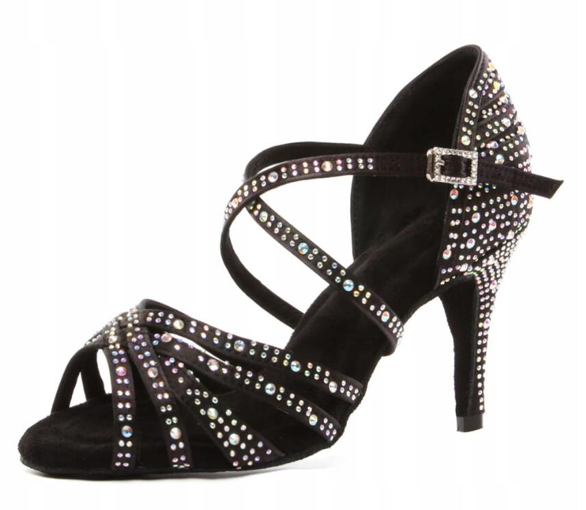 BURTAN Hoge hakken latino salsa dansschoenen met strass steentjes santiago