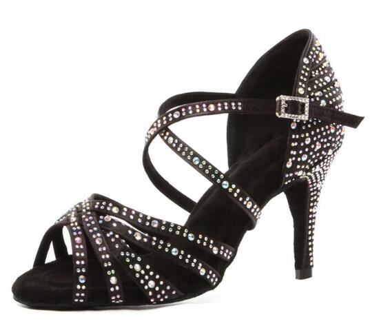 Scarpe da ballo salsa latino con tacco alto e strass Santiago