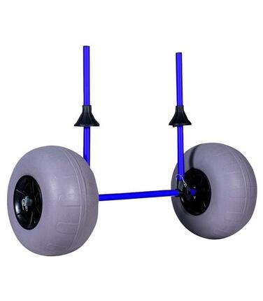 Chariot de kayak auto-videur CKA06 avec roues ballon de 30 cm pour sable. Bleu