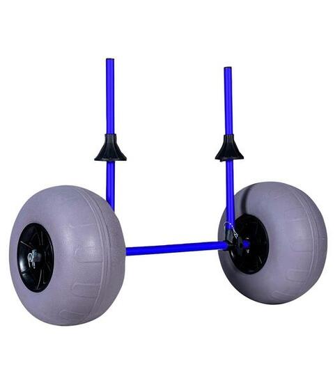 Chariot de kayak auto-videur CKA06 avec roues ballon de 30 cm pour sable. Bleu