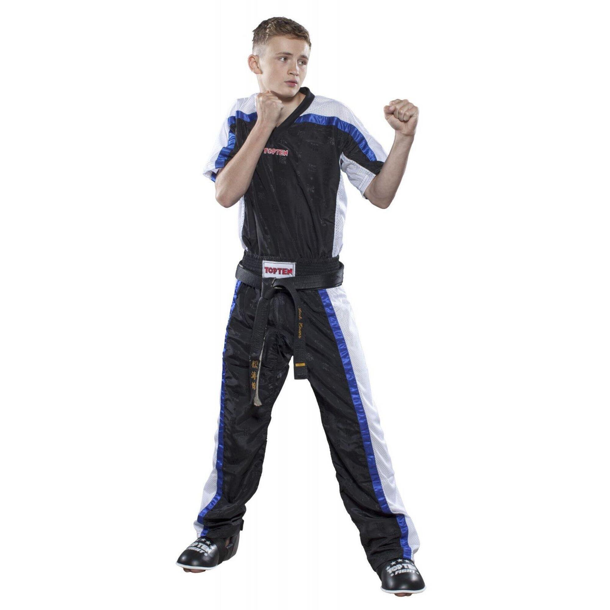 Tricou "Kickboxing Mesh", aprobat WAKO, Top Ten, Albastru-Negru, XL