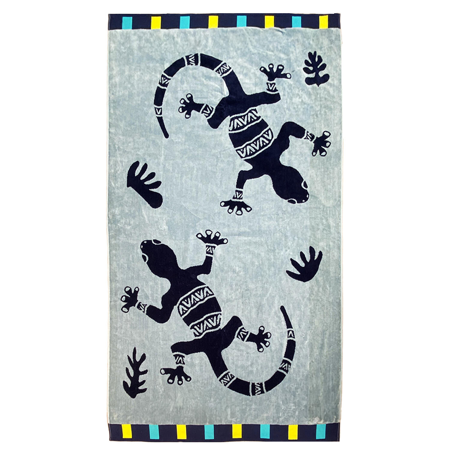 LE COMPTOIR DE LA PLAGE Strandlaken Badstof Velours Jacquard Grijs 100x175 470g/m² - Pogona
