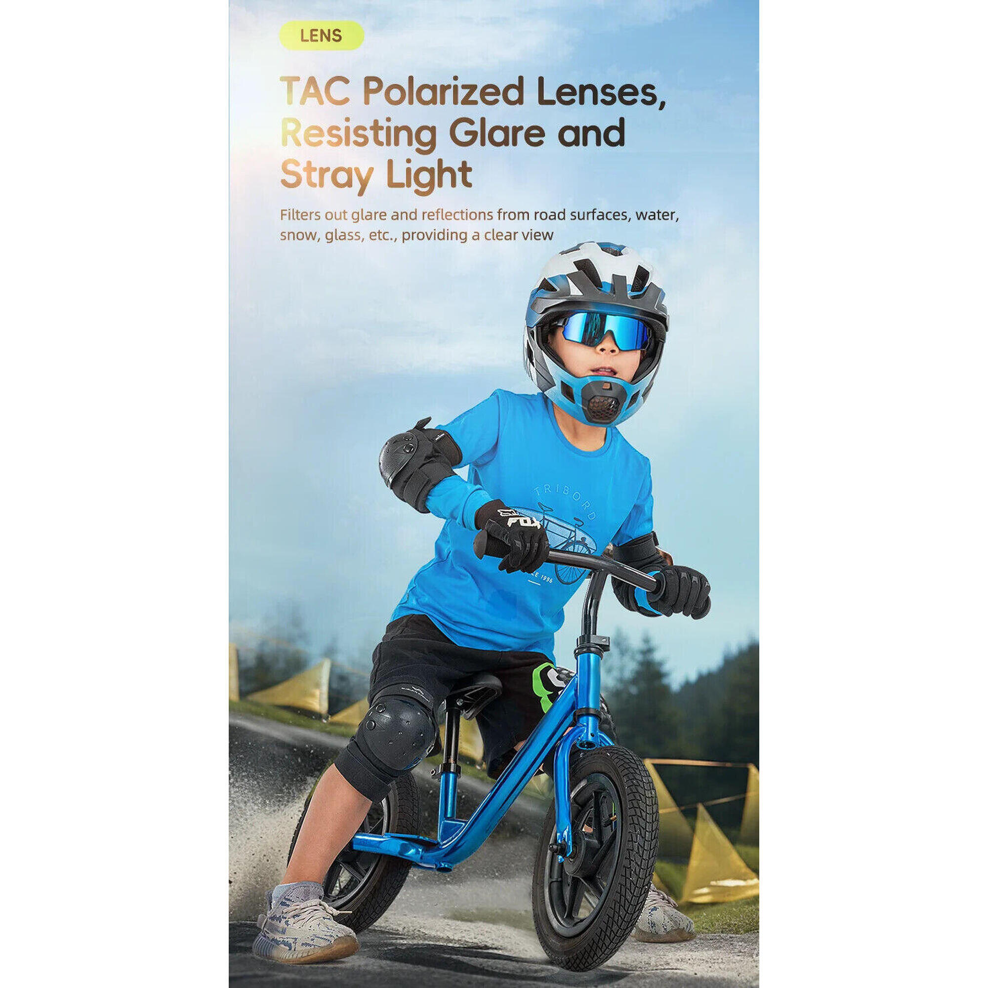 Gafas de ciclismo polarizadas Rockbros para niños de 8 a 14 años