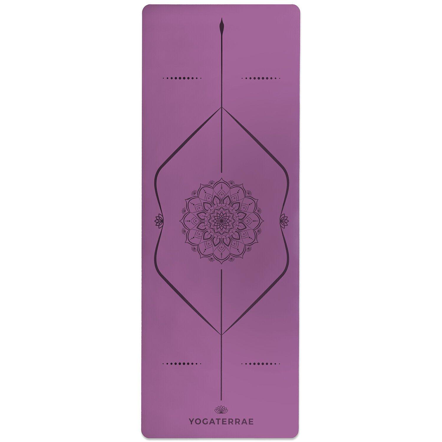 Tappetino yoga VIOLA AMETISTA in PU e Gomma naturale con MANDALA LINEA DEL CORPO 3/7