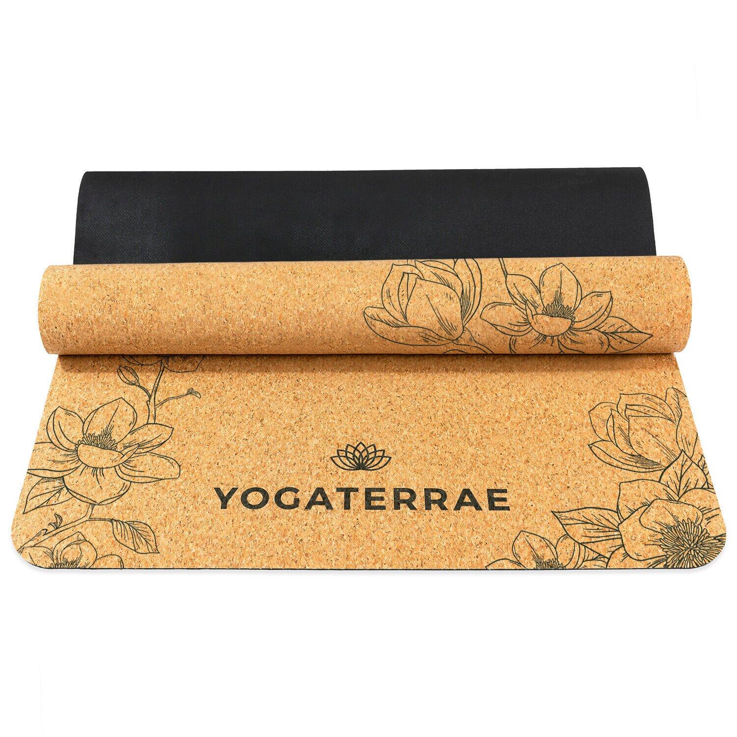 TAPIS DE YOGA ANTIDÉRAPANT NATUREL Durable Liège & Caoutchouc Magnolias 5/7
