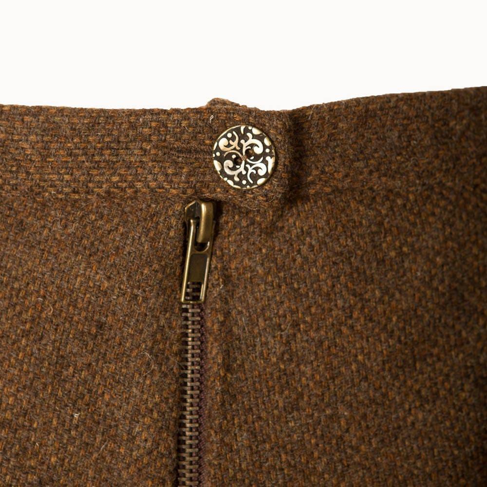 Pantalón Caza Mujer Pasión Morena 14010 Marrón Tweed Cremallera Trasera 3/4