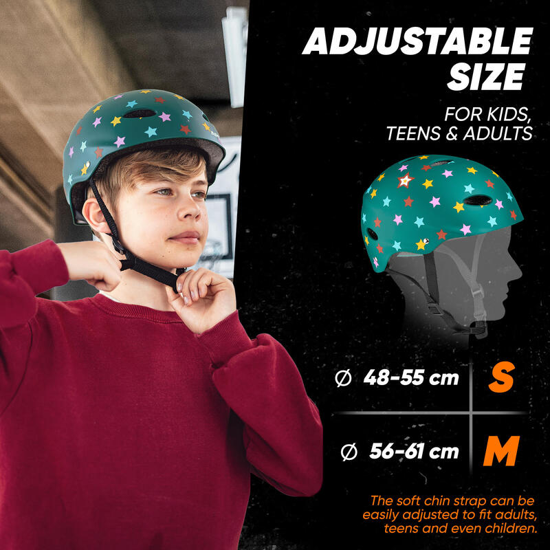 Casco ajustable para skate/bicicleta, scooter, BMX, para niños y adultos