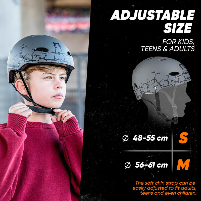 Casco ajustable para skate/bicicleta, scooter, BMX, para niños y adultos