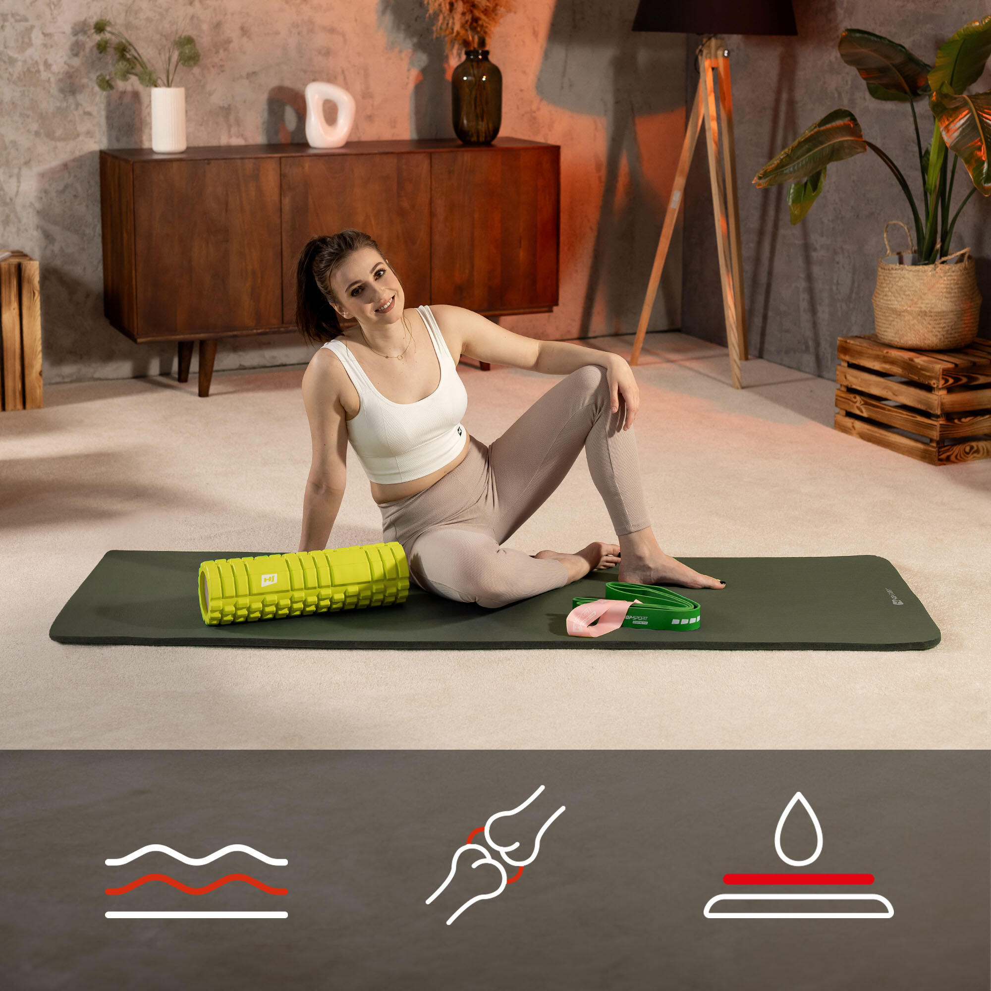 Fitness-Trainingsmatte NBR 1cm - 190x60cm, rutschfest 4/7