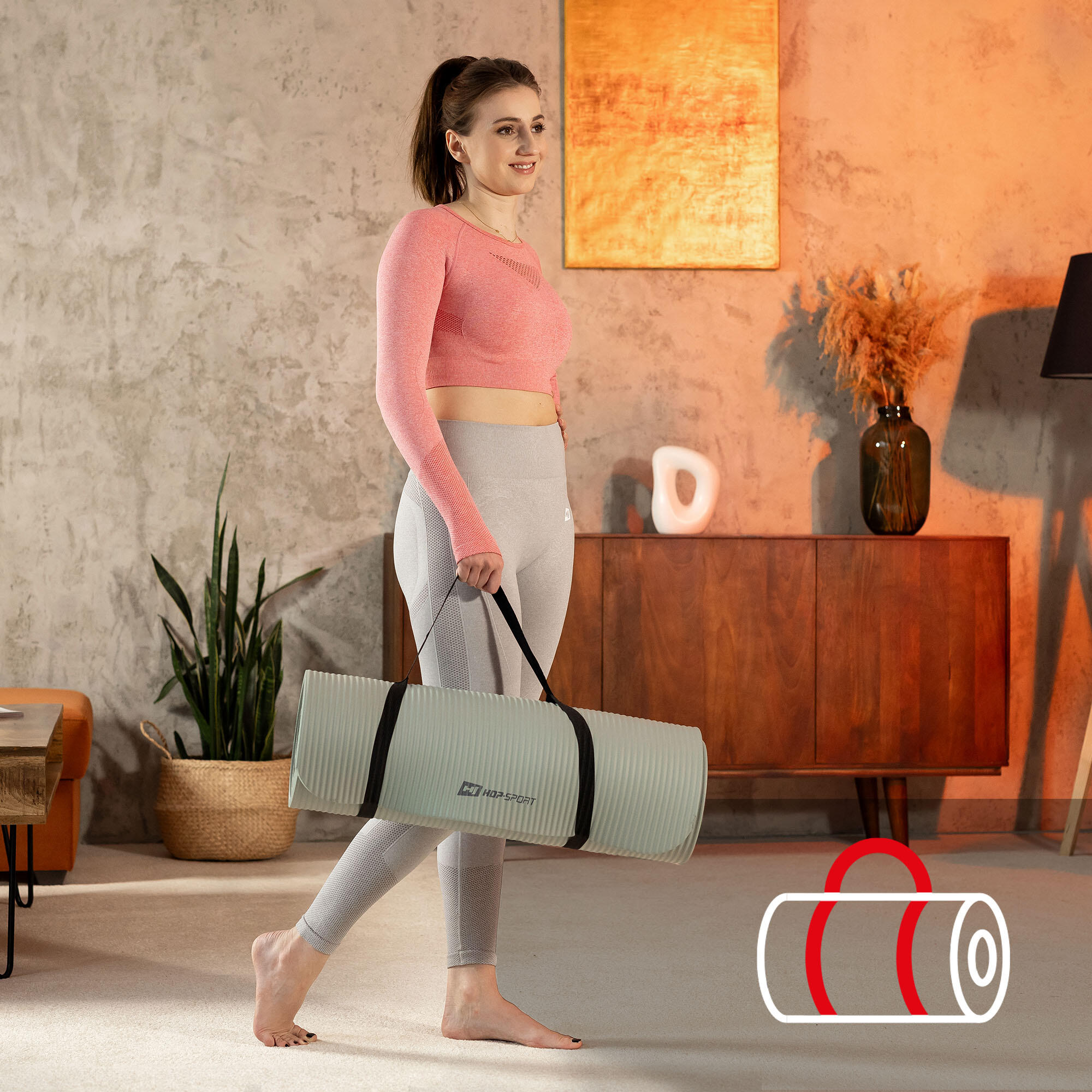 Tapis de fitness 1,5 cm Pilates Yoga, Gymnastique 190x60cm Hop-Sport Vert clair 5/7