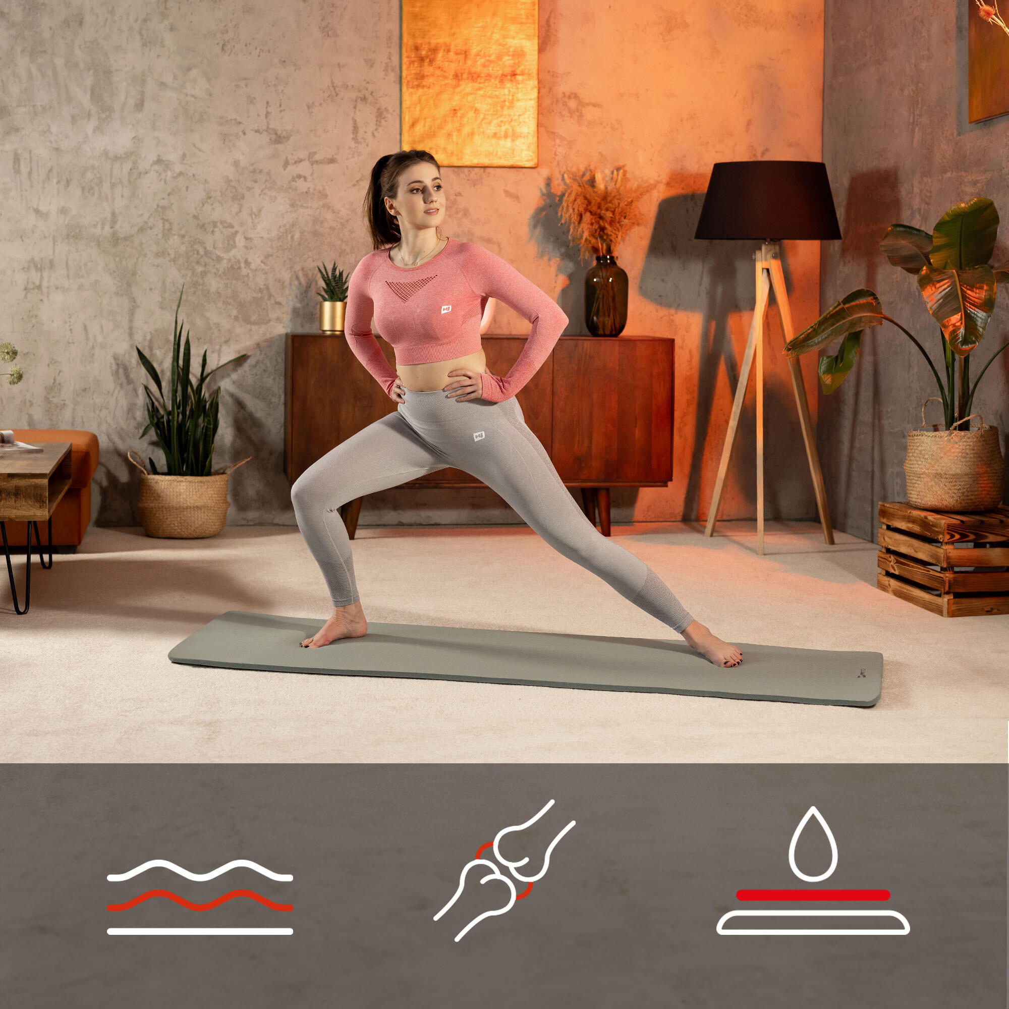 Tapis de fitness 1,5 cm Pilates Yoga, Gymnastique 190x60cm Hop-Sport Vert clair 4/7