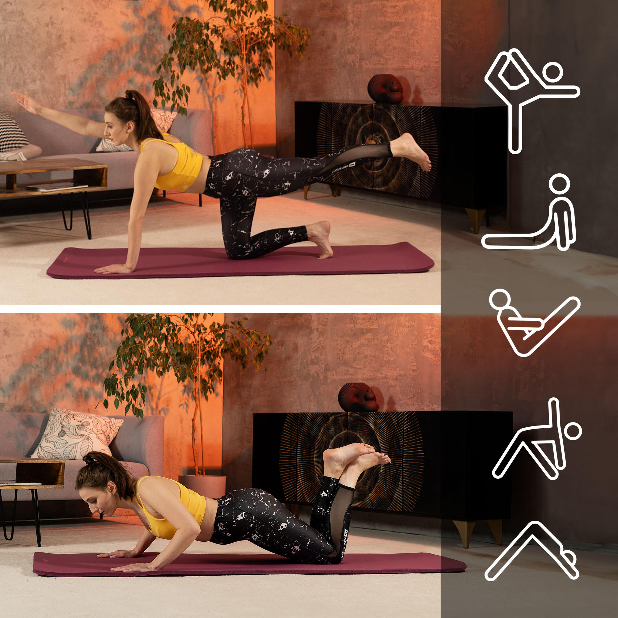 Tappetino fitness NBR 1,5cm - amaranto - 190x60 cm 5/7