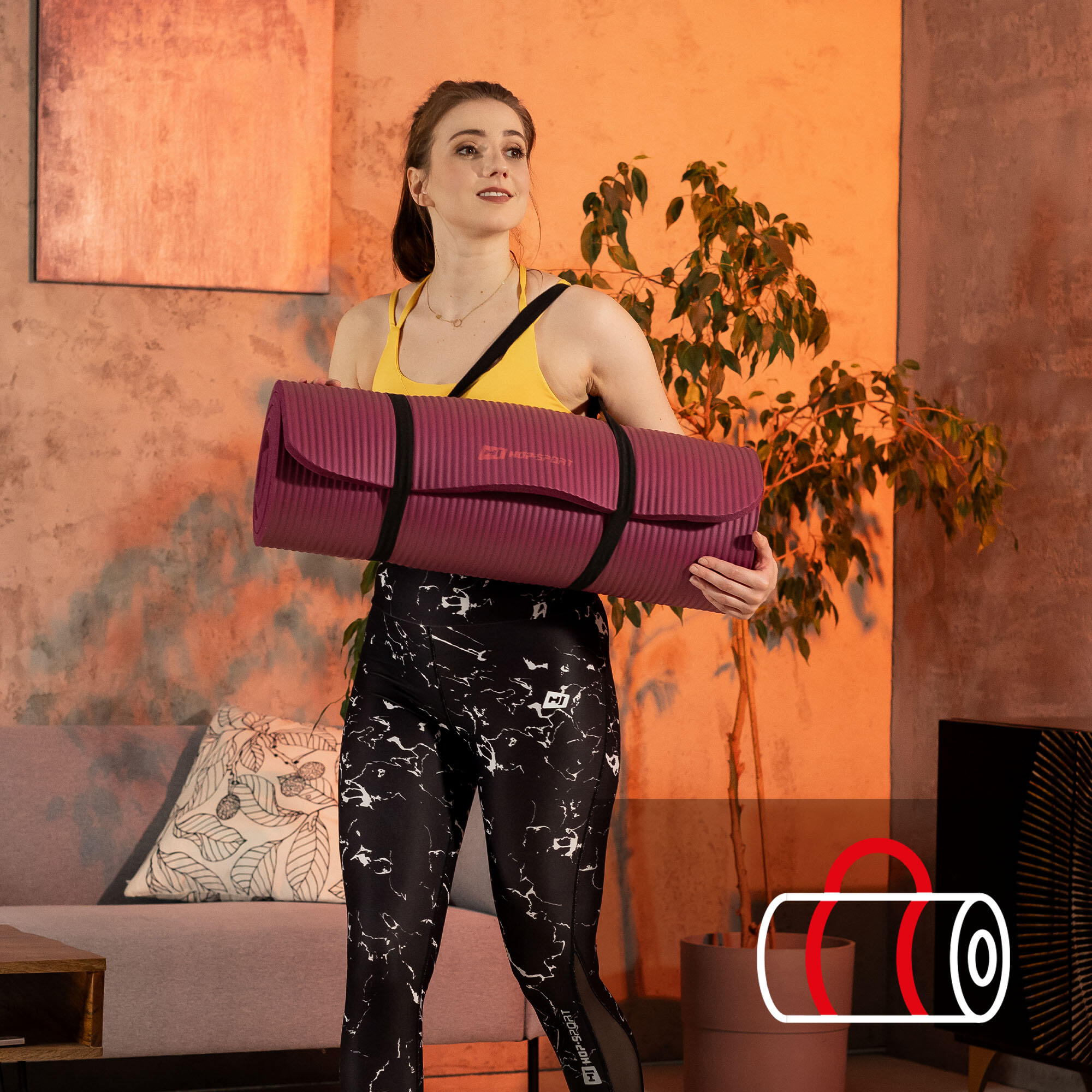 Tappetino fitness NBR 1,5cm - amaranto - 190x60 cm 4/7