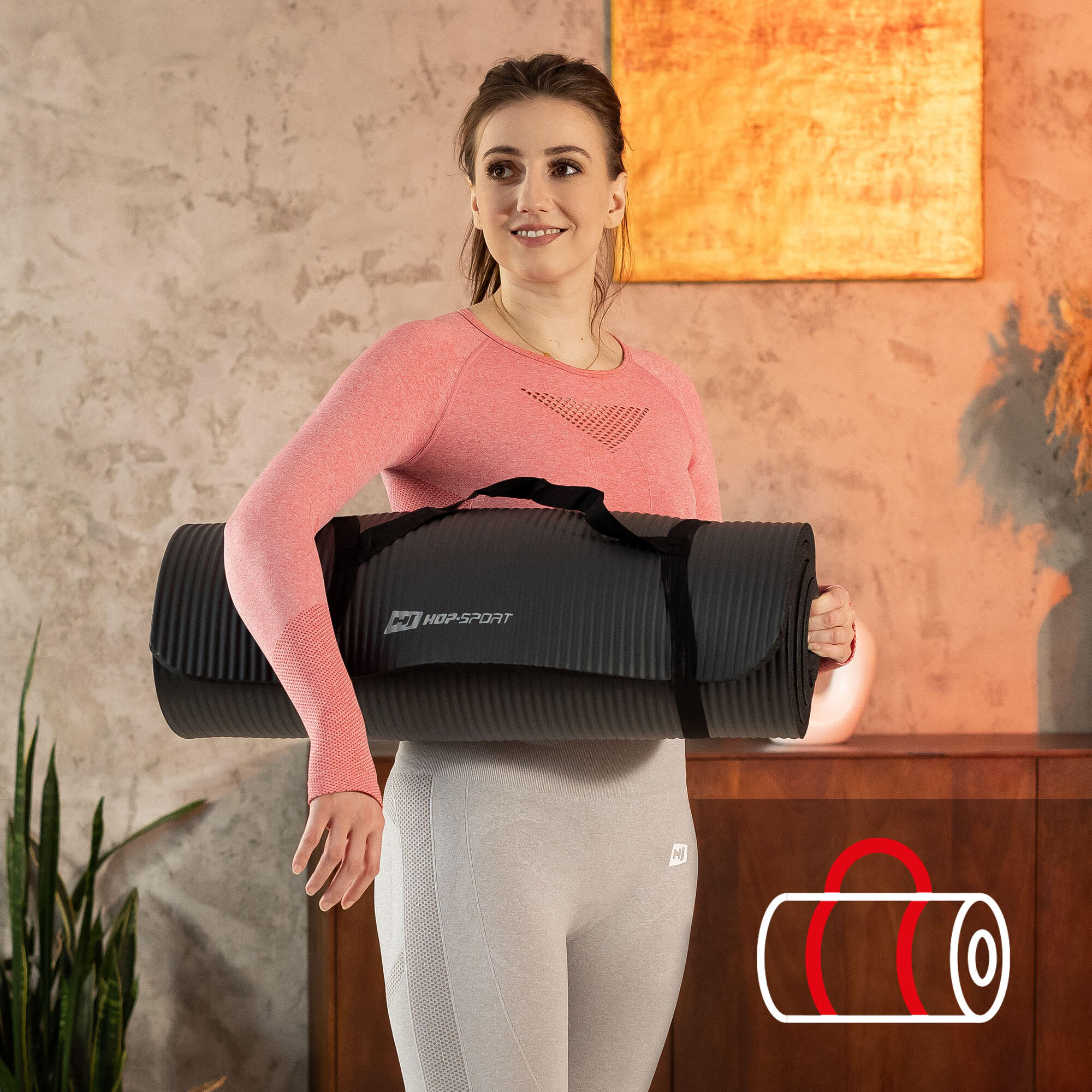 Mata fitness NBR 2cm - czarna - 190x60cm 4/7
