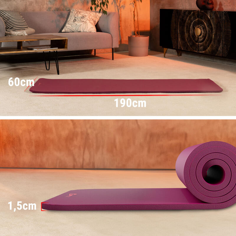 Saltea fitness antiderapantă NBR 1,5cm - 190x60cm
