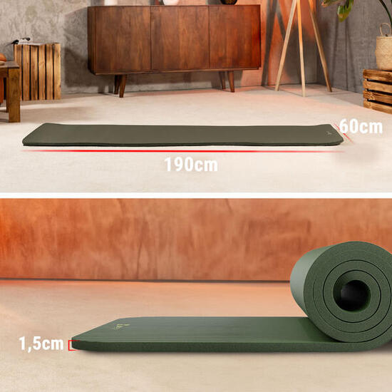 Tapettino per fitness yoga o pilates NBR 15cm - salvia - 190x60 cm