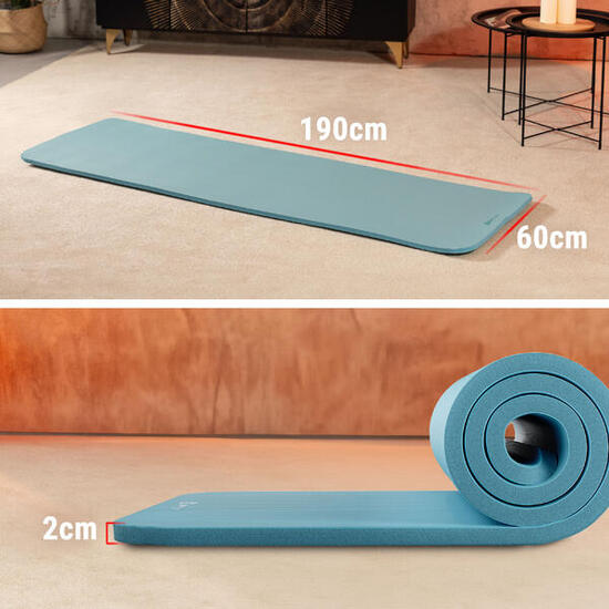 Fitness-Übungsmatte NBR 2cm - 190x60cm, rutschfest