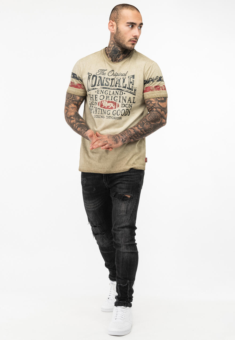 LONSDALE Heren-T-shirt normale pasvorm SKELD 2/4