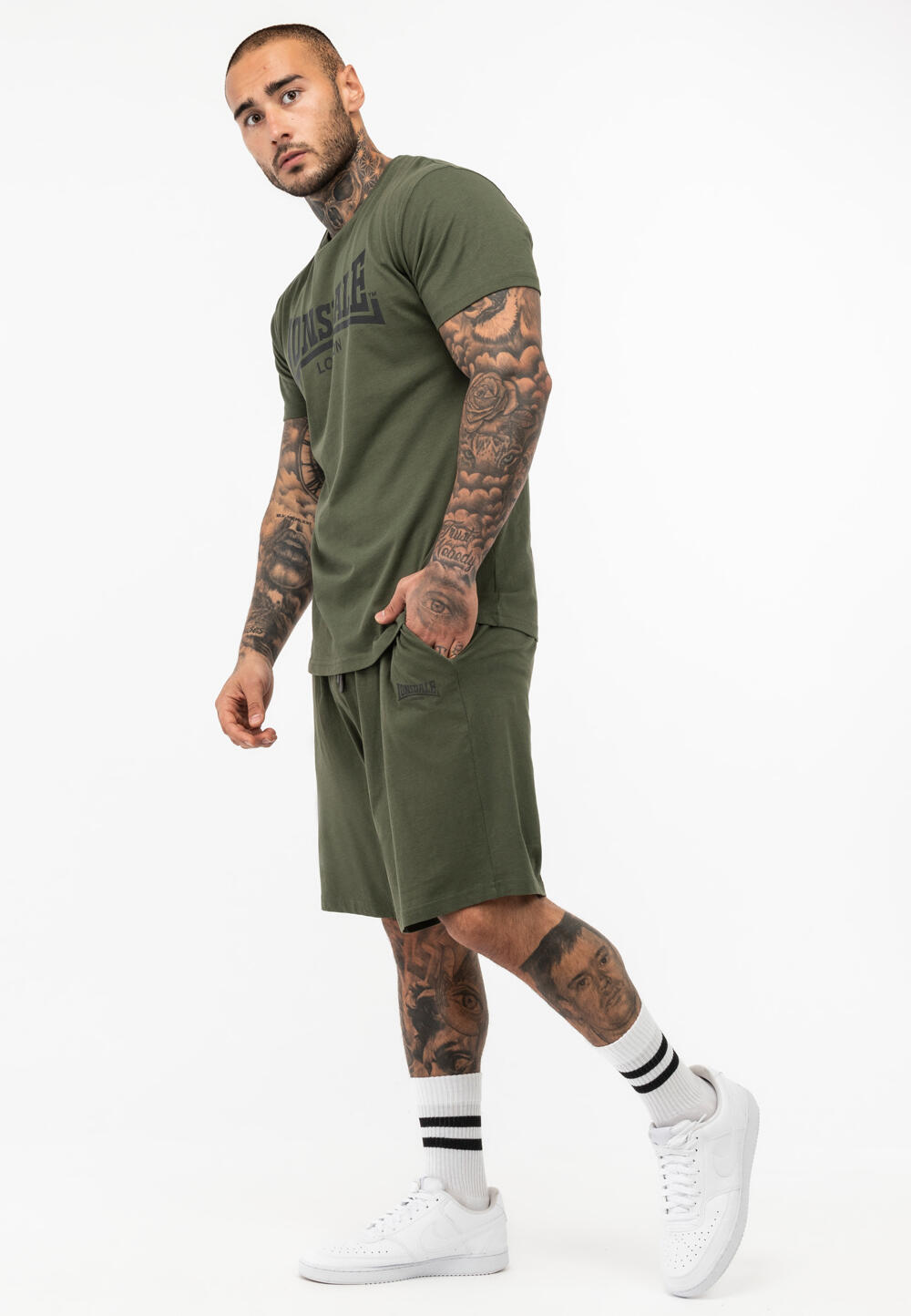 LONSDALE Heren T-shirt & shortset regular fit MOY 4/5
