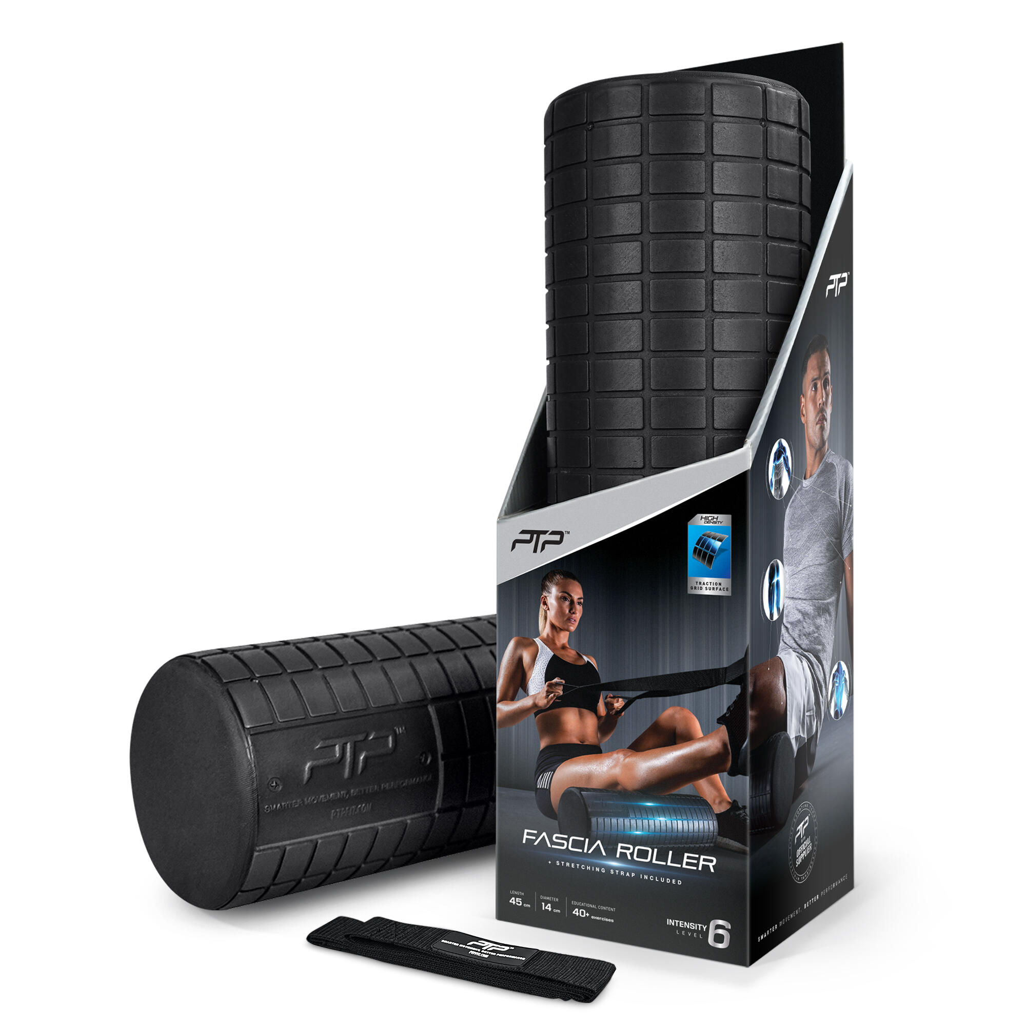 PTP PTP Foam Roller + Stretching Strap FASCIA ROLLER