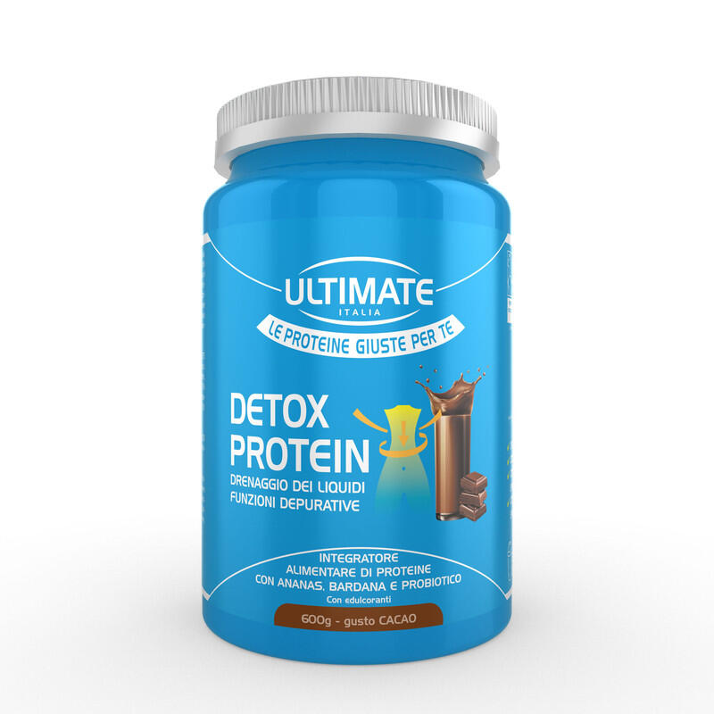 ULTIMATE ITALIA Integratore alimentare - DETOX PROTEIN CACAO 600g - drenante