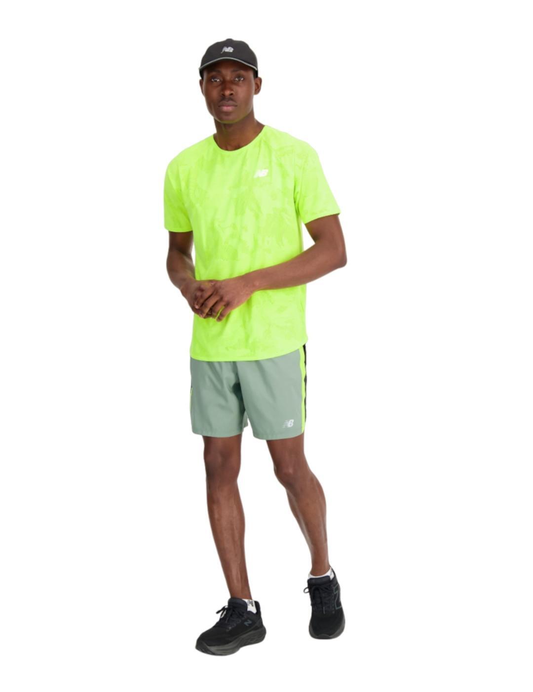 Camiseta de manga corta para Hombre New balance Mt33281 Verde 3/4