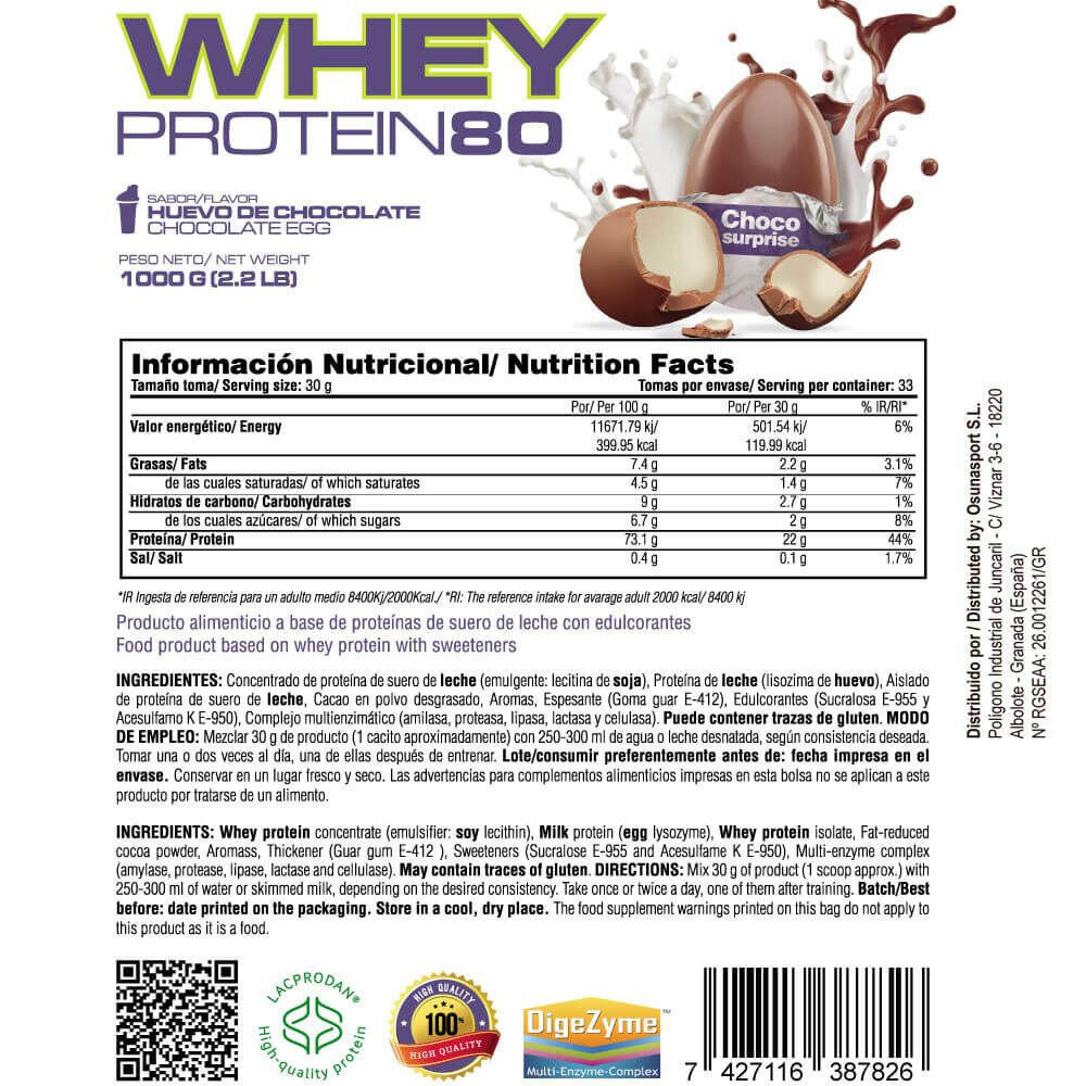 Whey protein80 - 1kg Nuevo Huevo de Chocolate de MASmusculo 5/6