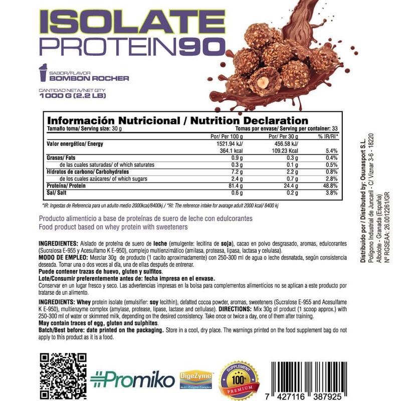 Isolate 90 CFM - 1Kg Bombón Rocher de MM Supplements