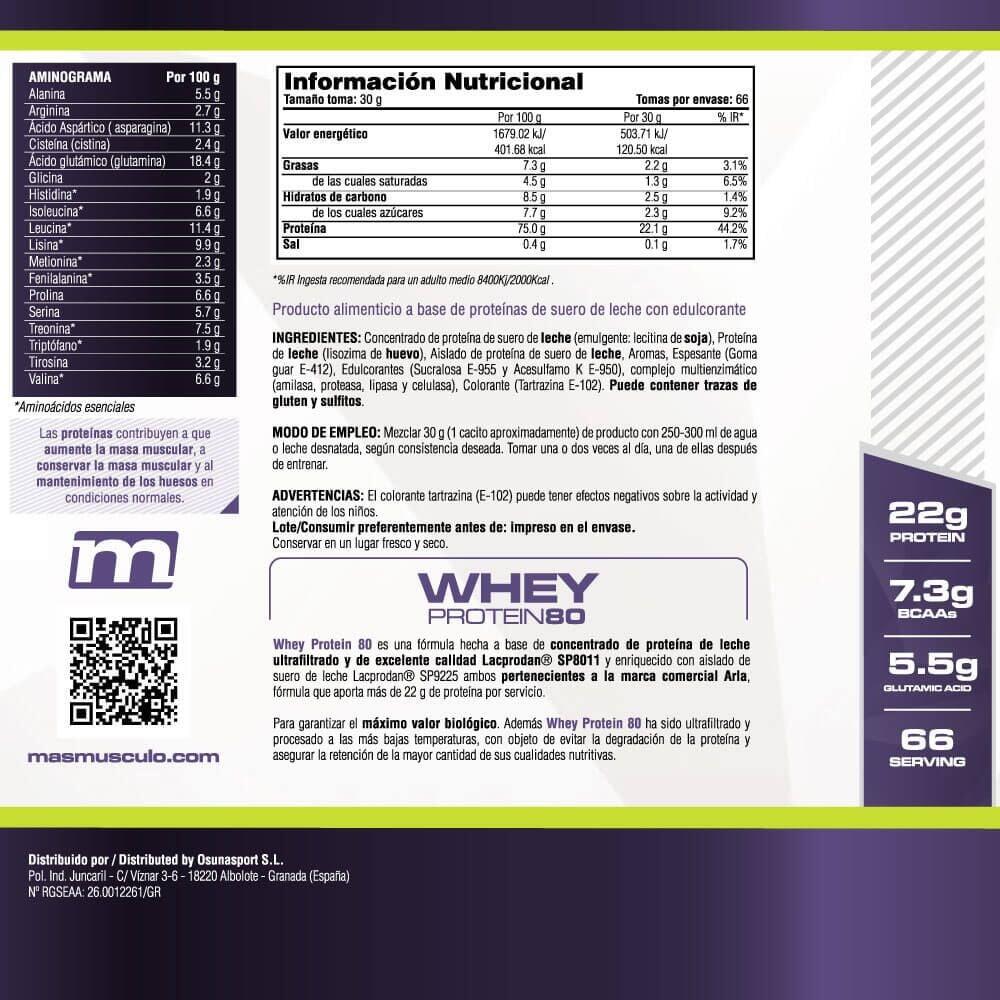 Whey Protein80 - 2 Kg Pastel de Limón MASMUSCULO 6/6