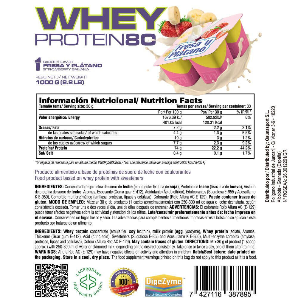 Whey protein80 - 1kg Fraise Banane de MASmusculo 5/6