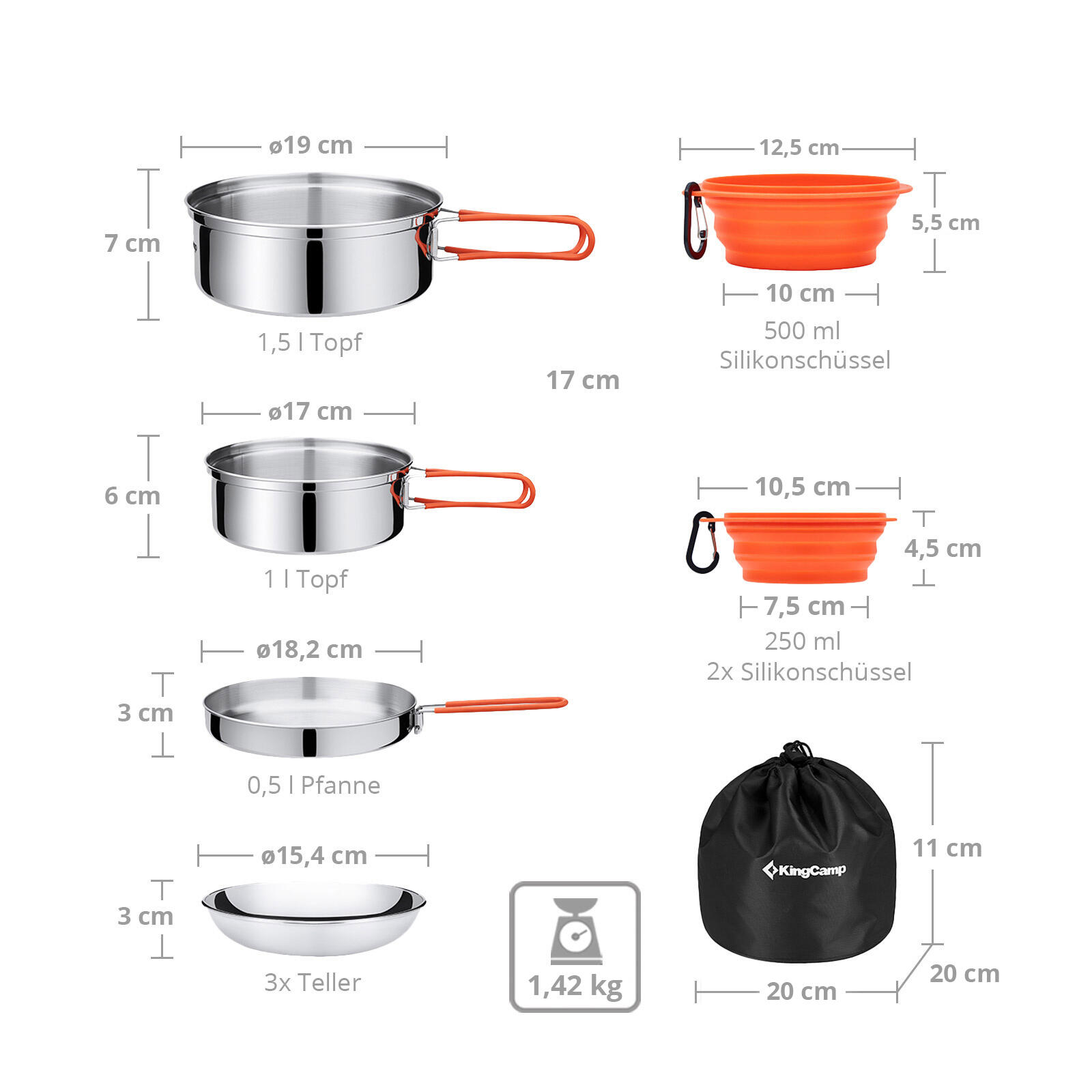 Utensilios de cocina para camping Set Adventurer II Pro Cookware Olla acero 2/7