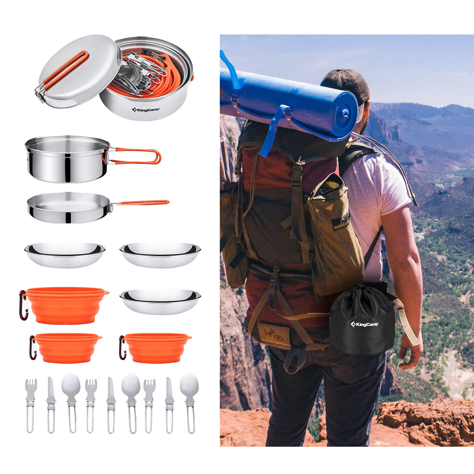 Utensilios de cocina para camping Set Adventurer II Pro Cookware Olla acero 5/7