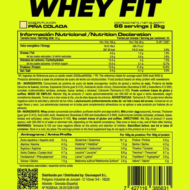 Whey Fit - 2Kg Piña colada de MASmusculo Fit Line