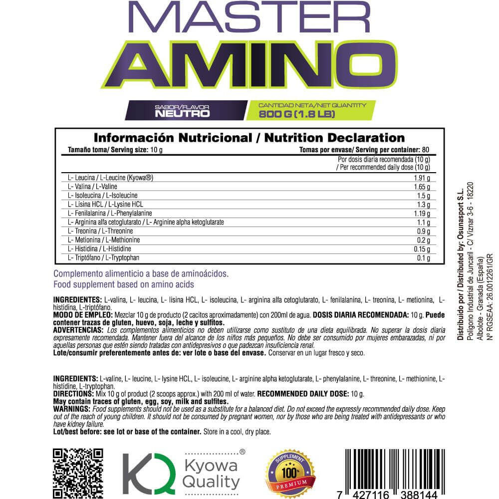 Master amino - 800g Neutre de MASmusculo 5/6