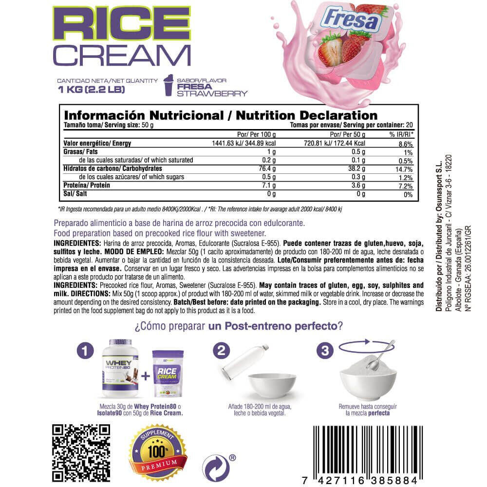 Rice Cream (Crème de Riz) - 1kg Fraise de MASmusculo 5/6