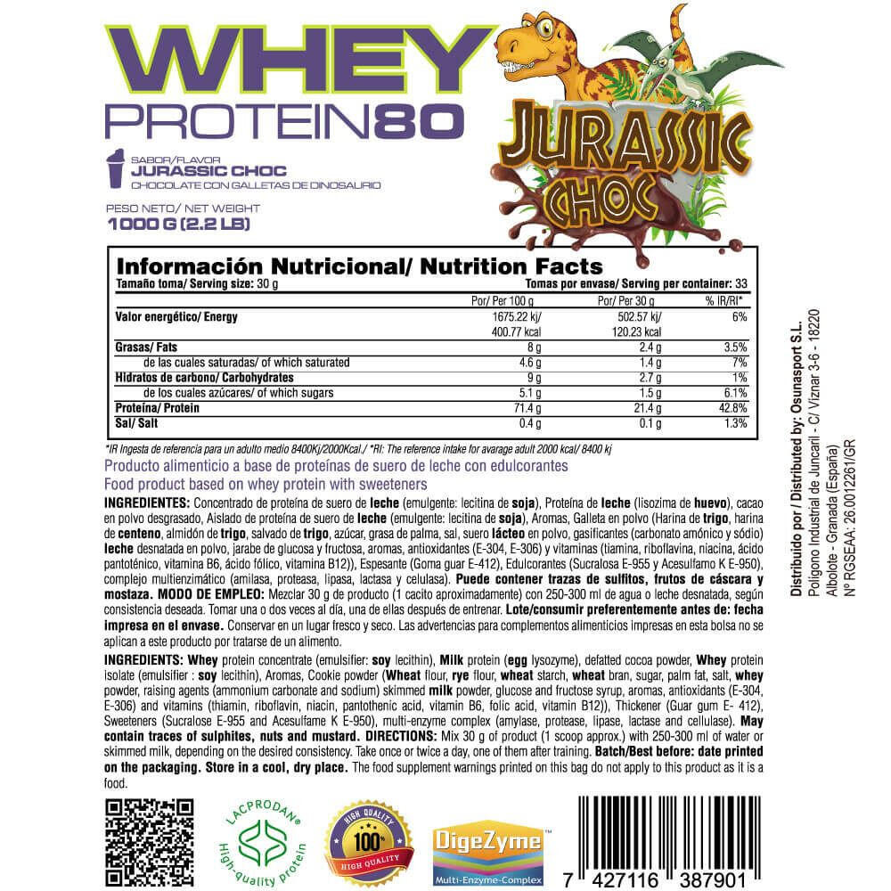 Whey Protein80 - 1 kg Jurassic Choc MASmusculo 5/6