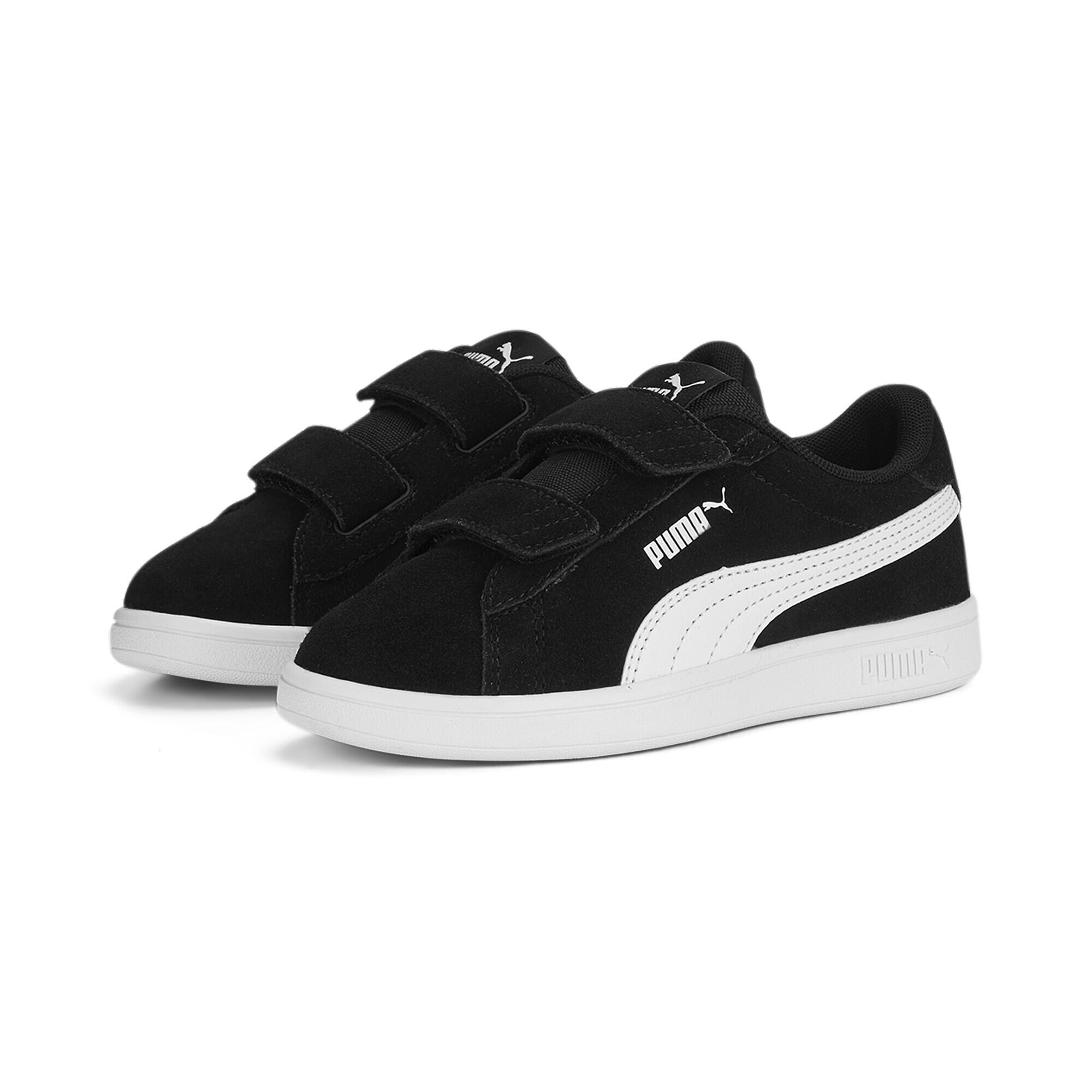 Puma - Baskets À Fermeture Facile En Suède Smash 3.0 Enfant Puma Black White - Baskets - Blanc|noir - Decathlon