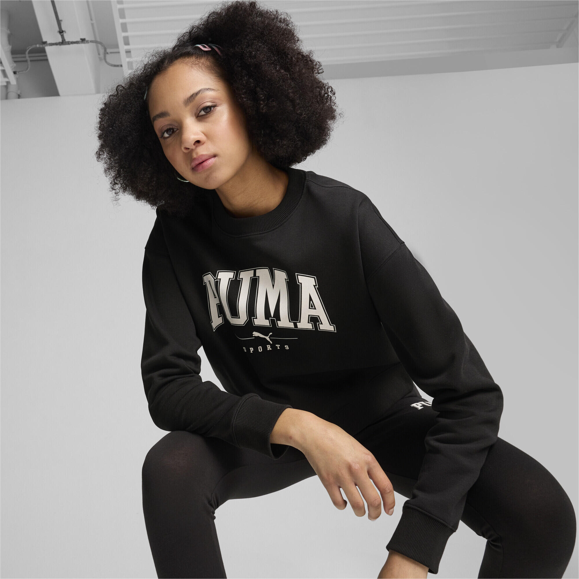 PUMA SQUAD Langes Sweatshirt Damen PUMA Black 3/8