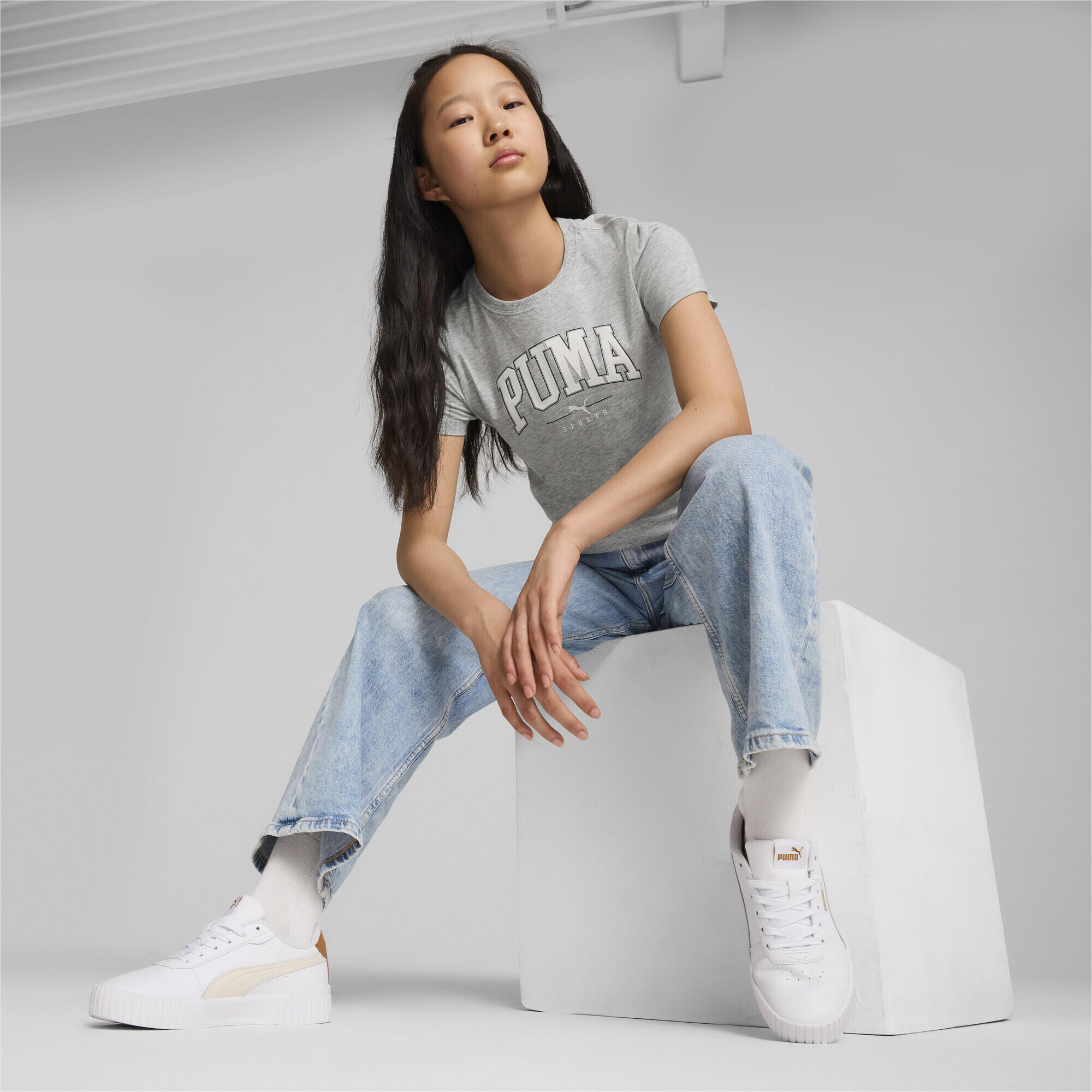 PUMA SQUAD T-Shirt Mädchen PUMA Light Gray Heather 5/6