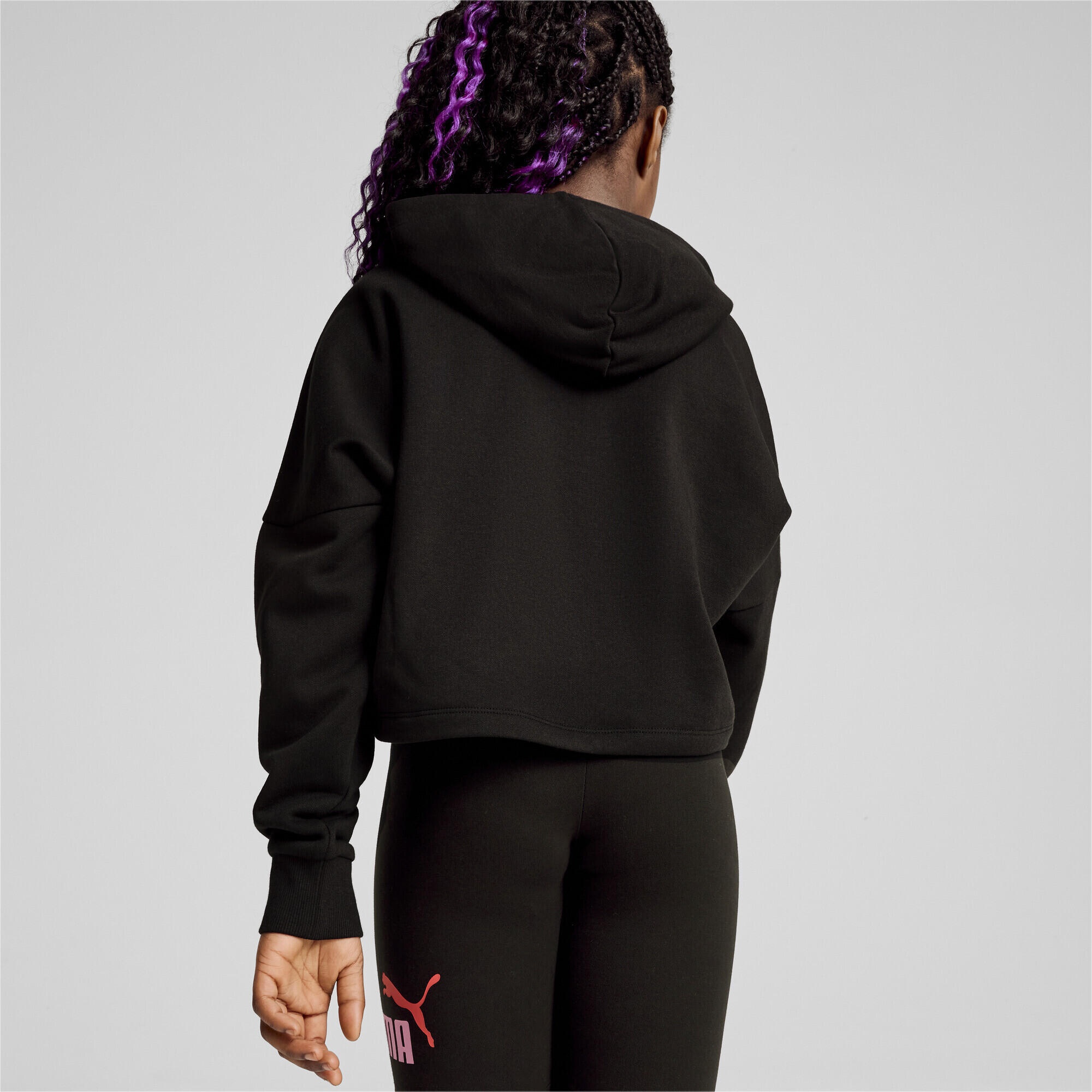 Felpa corta con cappuccio e logo Essentials da ragazza PUMA Black 5/7