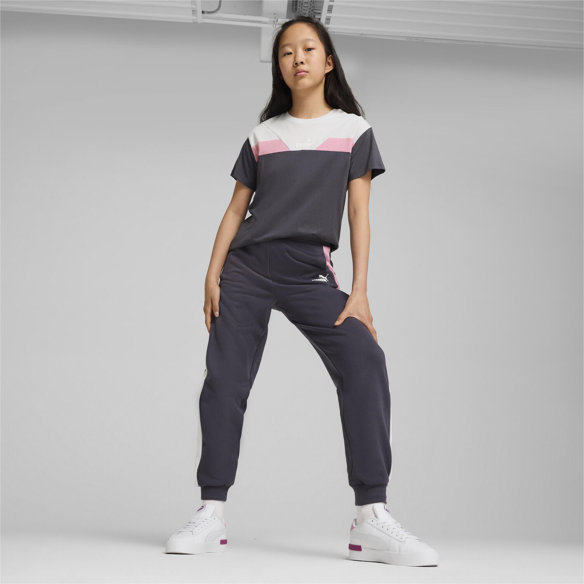 Młodzieżowe spodnie dresowe PUMA POWER PUMA Galactic Gray 5/6