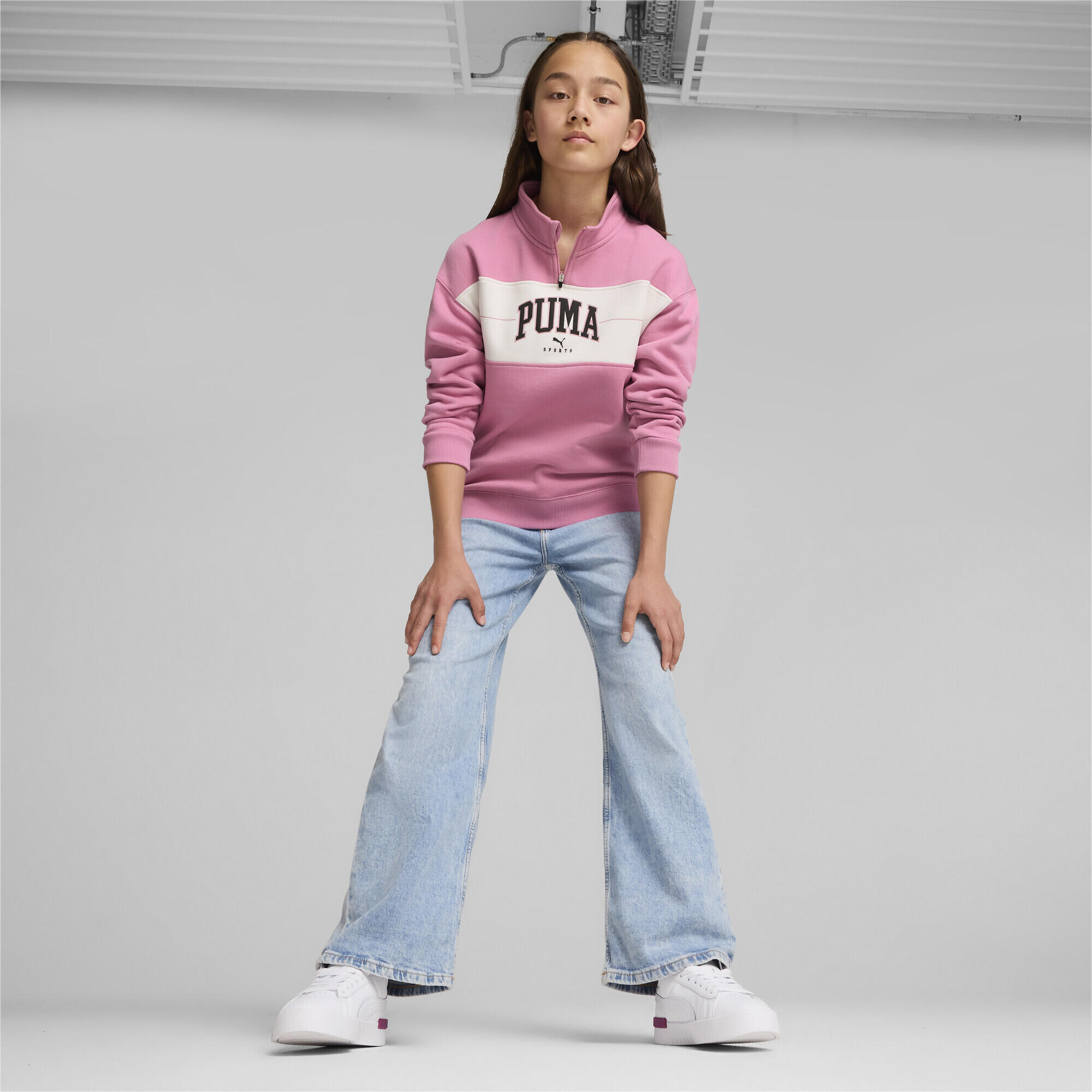 PUMA SQUAD Sweatshirt mit halbem Reißverschluss Mädchen PUMA Mauved Out Pink 5/6