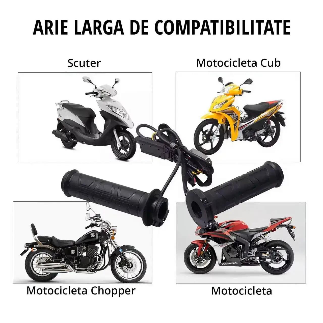 Mansoane ghidon incalzite bicicleta, moto, scuter, ATV, 22 mm, 12V, set 2 buc 5/7