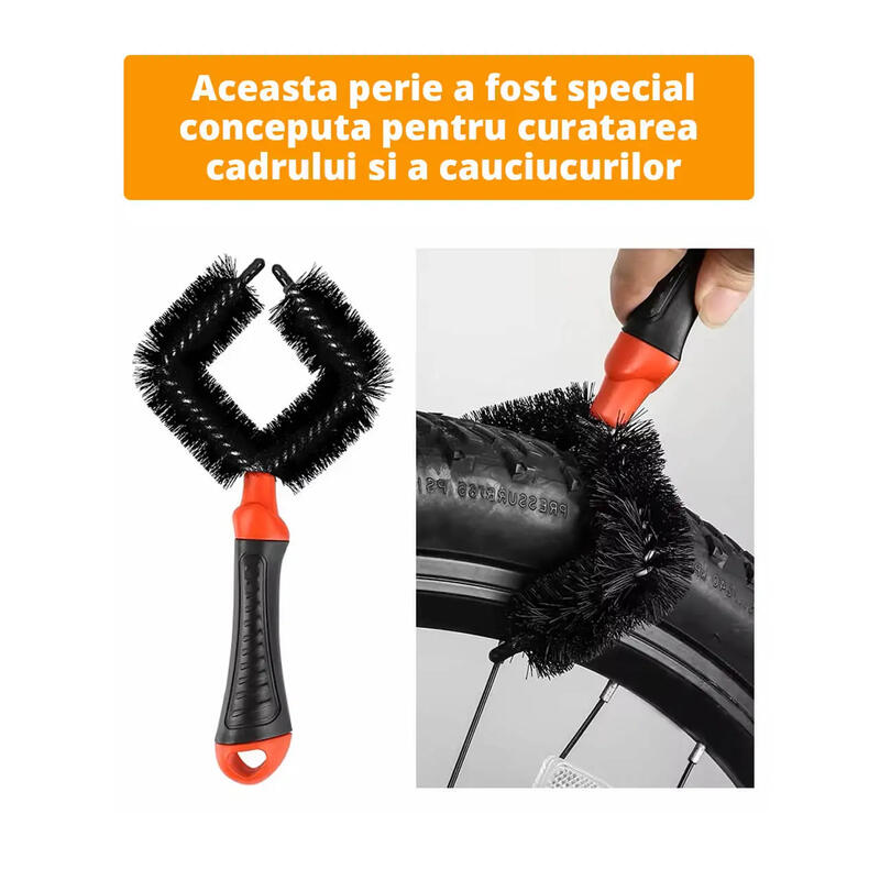 Set 3 perii pentru curatare bicicleta, janta, lant, sistem frana