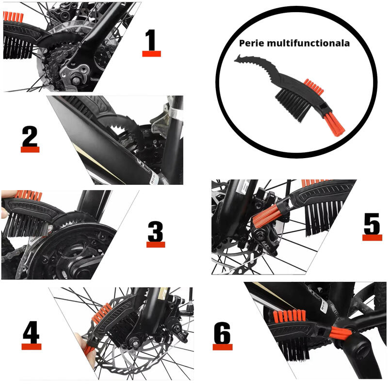 Set 3 perii pentru curatare bicicleta, janta, lant, sistem frana