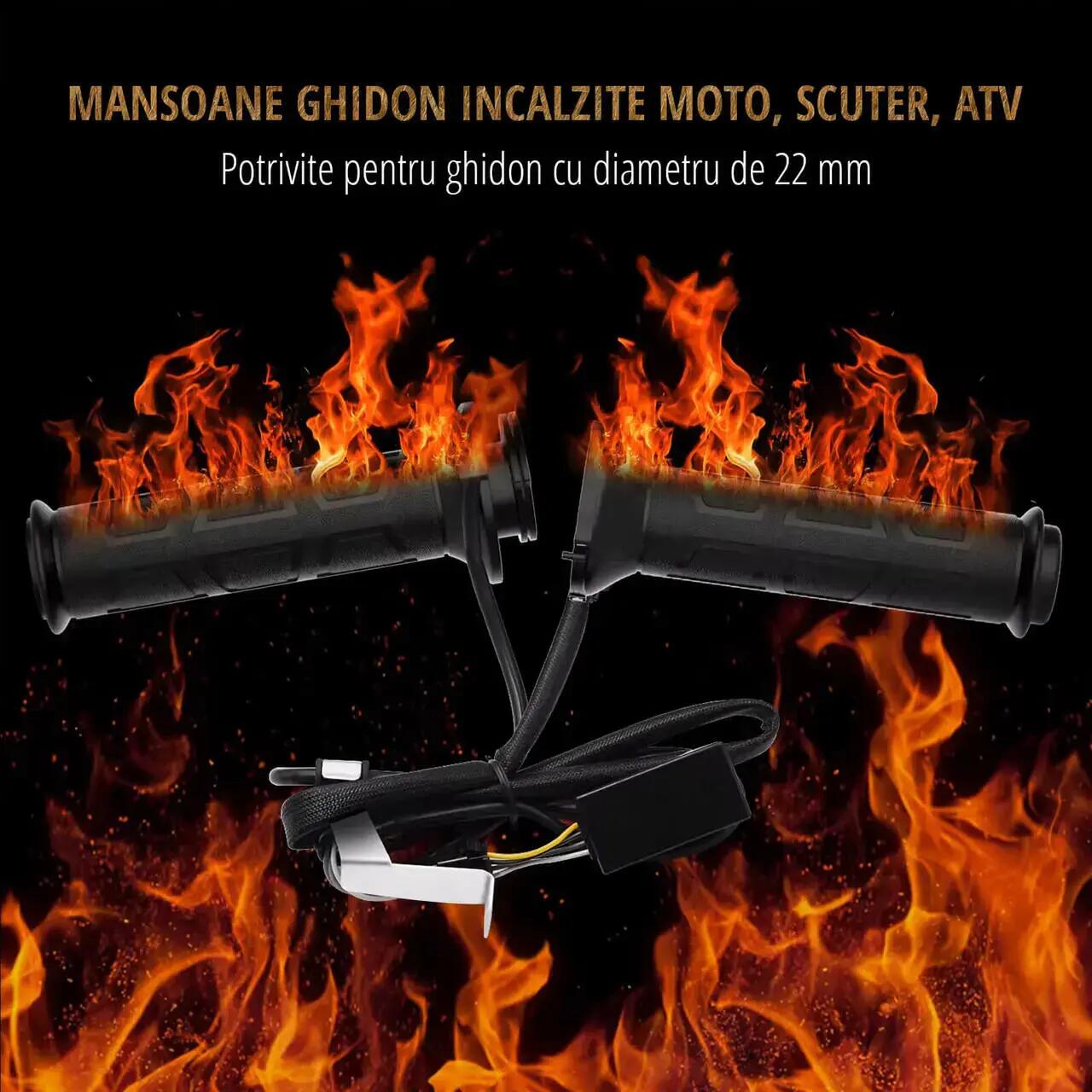 Mansoane ghidon incalzite bicicleta, moto, scuter, ATV, 22 mm, 12V, set 2 buc 4/7