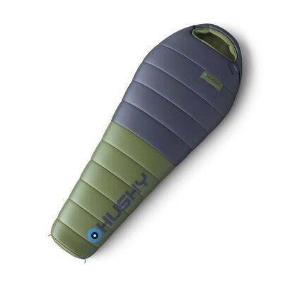 Mummyslaapzak dons devon 2024 -5°c - 220 cm - blauw met khaki - volwassene