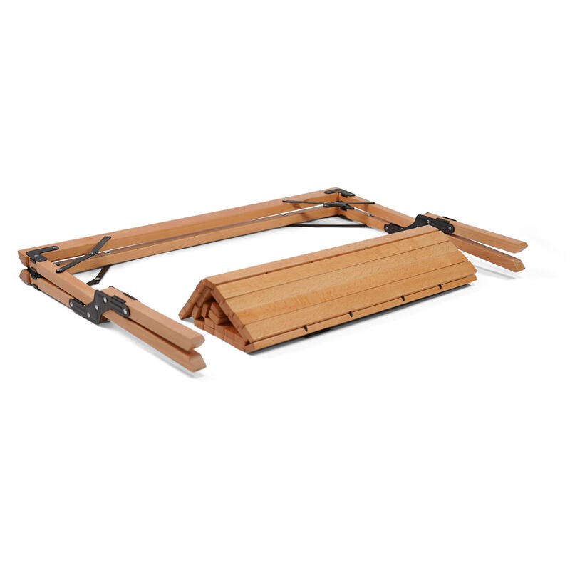 Table de camping Fixin M à roulettes pliante en bois 105x70