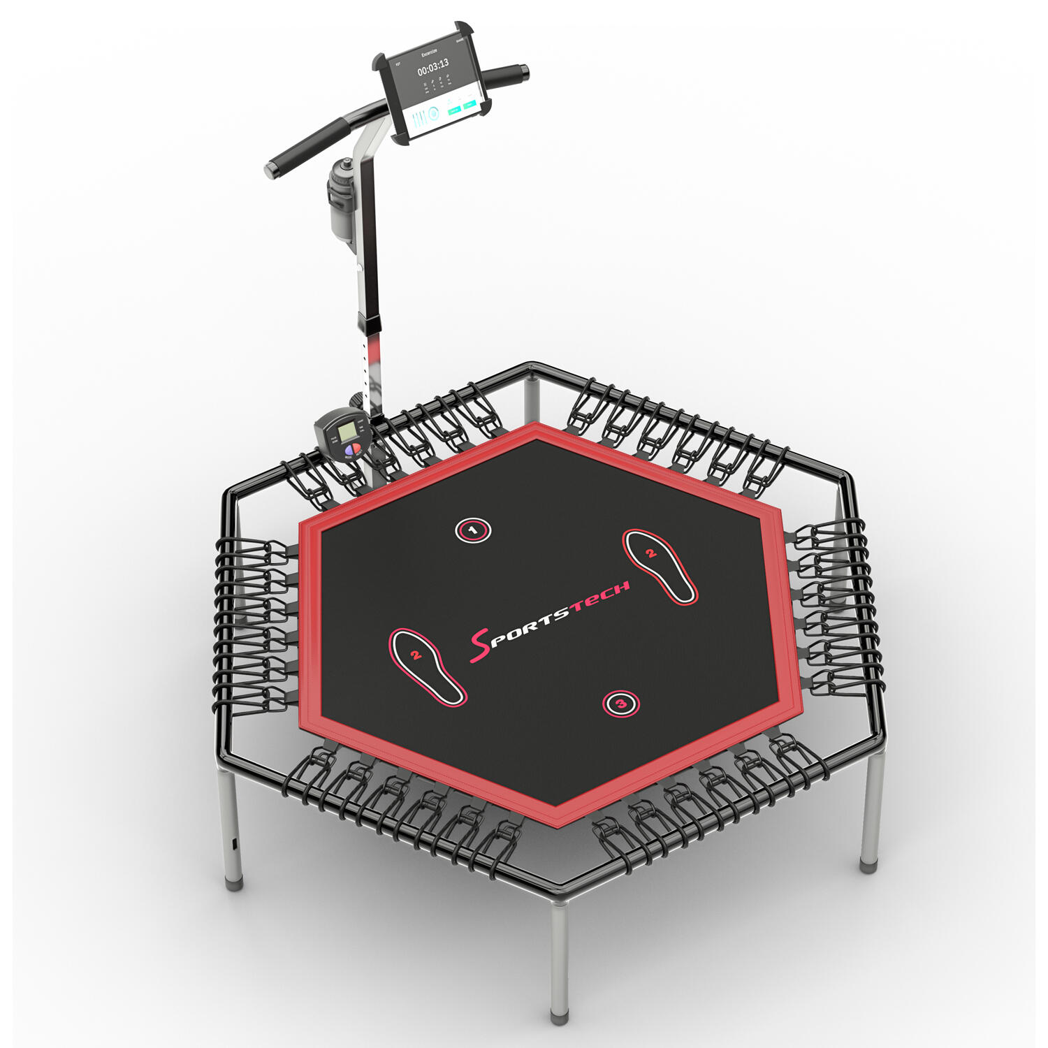SPORTSTECH HTX100 Trampoline Fitness avec Écran LCD, Support Smartphone, Pliable 6/7